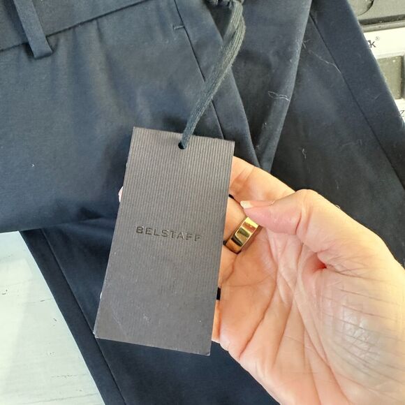 NWT Belstaff Midnight Black The Derby Classic Trouser Belt Loops Flare Legs 40 - Picture 6 of 16